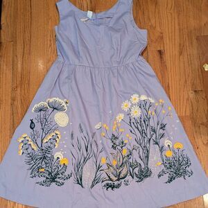 Vintage Flamstead of VT Size 20 Purple Fit and Flare Dress with Floral Design